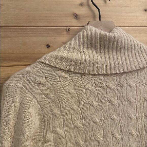Vintage Ralph Lauren Black Label Size Medium Cashmere Cable Knit Wrap Sweater - Picture 9 of 15